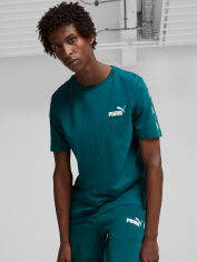 Акція на Футболка бавовняна чоловіча Puma Ess+ Tape Tee 84738208 XXL Зелена від Rozetka