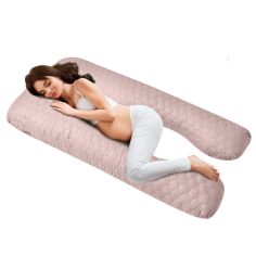 Акція на Подушка П-подібна для сну і відпочинку Sleepingg стьобана U-shape з наволочкою на блискавці антиалергенна для вагітних для тіла для чоловіків 140х75х20 см від Rozetka