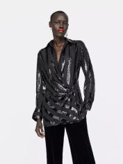 Акція на Блузка жіноча Zara 4786/285 XL Чорне від Rozetka