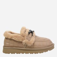 Акція на Жіночі зимові лофери зі шкіри Allshoes 187463 39 25 см Бежеві від Rozetka