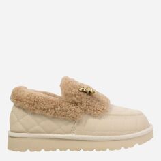 Акція на Жіночі зимові лофери зі шкіри Allshoes 190681 39 25 см Бежеві від Rozetka