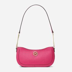 Акція на Сумка багет сідло жіноча шкіряна маленька Michael Kors 355S4G9GU5L Рожева від Rozetka
