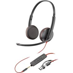 Акція на Гарнитура компьютерная стерео On-ear Poly Blackwire 3225, USB-A, USB-C, 3.5 мм, Black (8X229AA) від MOYO