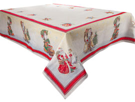 Акція на Скатерть гобеленовая новогодняя Snowing Lefard 140х140 см від Podushka