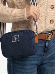 Акція на Сумка крос-боді через плече жіноча тканинна маленька U.S. Polo Assn 27A276-AA00A(DARK DENIM) Темно-синя від Rozetka