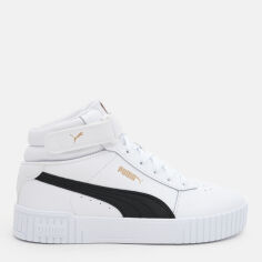 Акція на Жіночі кеди високі Puma Carina 2.0 Mid 38585106 38 (5UK) 24 см Puma White-Puma Black-Puma Gold від Rozetka