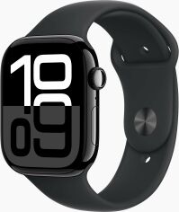 Акція на Apple Watch Series 10 46mm Gps Jet Black Aluminum Case with Black Sport Band - S/M (MWWP3QH/A) Ua від Stylus