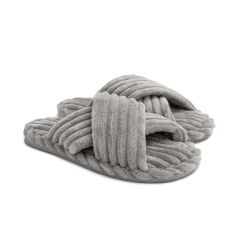 Акція на Жіночі домашні капці з відкритим носком Twins HS-Puffy (Х) 36/37 25 см Сірі від Rozetka