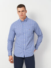 Акція на Сорочка бавовняна чоловіча GANT Reg Poplin Gingham Shirt 3000120-436 XXL Синя від Rozetka