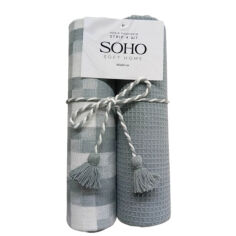 Акція на Набор полотенец кухонных вафельных 2 шт Silver Soho 40х60 см - 2 шт від Podushka