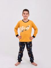Акція на Дитяча тепла піжама для хлопчика Smil Гонки 104761 122 см Гірчична від Rozetka