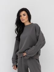 Акція на Світшот оверсайз жіночий Alisa Line Milan XXS-XS Графітовий від Rozetka