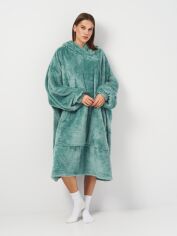 Акція на Худі-плед унісекс теплий зимовий BARWA garments 0346 One size Бірюзовий від Rozetka