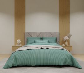Акція на Комплект постільної білизни Delight Двоспальний 175х210 см Luxury Green Страйп-сатин від Rozetka