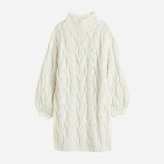 Акція на Плаття в'язане коротке зимове жіноче H&M 10415124wer M Молочне від Rozetka