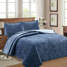 Акція на Покрывало стеганое Velur Deep Blue Soho 200х230 см від Podushka
