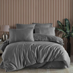 Акція на Постельное белье Plain gri Premium Sateen Hobby серый Двуспальный евро комплект від Podushka