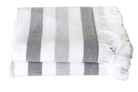 Акція на Махровое полотенце Stripe Peshtemal Hobby серое 50х90 см від Podushka