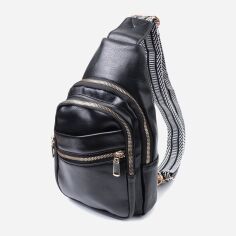 Акція на Сумка слінг через плече жіноча середня Vintage leather-22759 Чорна від Rozetka