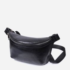 Акція на Сумка на пояс бананка з натуральної шкіри Grande Pelle leather-22813 Чорна від Rozetka