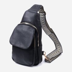 Акція на Сумка слінг через плече жіноча середня Vintage leather-22763 Чорна від Rozetka