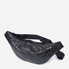 Акція на Сумка на пояс бананка чоловіча з натуральної шкіри Shvigel leather-22824 Чорна від Rozetka