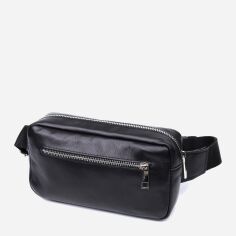 Акція на Сумка на пояс чоловіча з натуральної шкіри Shvigel leather-22825 Чорна від Rozetka