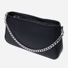 Акція на Сумка багет жіноча з натуральної шкіри середня Shvigel leather-22837 Чорна від Rozetka