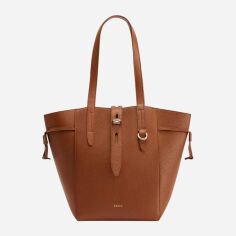 Акція на Сумка шопер жіноча з натуральної шкіри середня Furla Net M Tote BZT0FUAHSF00003B00 Коричнева від Rozetka