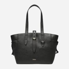 Акція на Сумка шопер жіноча з натуральної шкіри маленька Furla Net S Tote 24 WB00952HSF000O6000 Чорна від Rozetka