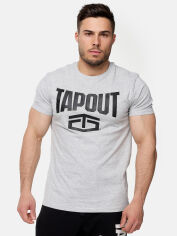 Акція на Футболка бавовняна довга чоловіча Tapout 940001-1527 S Сіра з принтом від Rozetka