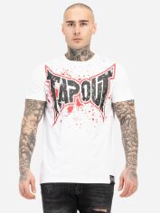 Акція на Футболка бавовняна довга чоловіча Tapout 940053-7536 2XL Біла з принтом від Rozetka