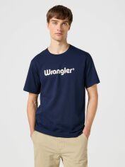 Акція на Футболка бавовняна довга чоловіча Wrangler 112350524 S Темно-синя від Rozetka
