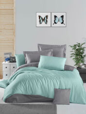 Акція на Постельное белье Plain Mint Grey сатин Victoria Двуспальный евро комплект від Podushka