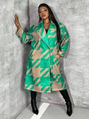 Акція на Пальто осіннє довге жіноче SHEIN GD-00088506 0XL Різнокольорове від Rozetka