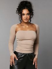 Акція на Топ жіночий SHEIN GD-00090280 XS Бежевий від Rozetka