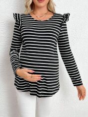 Акція на Лонгслів для вагітних довгий жіночий SHEIN GD-00087205 L Чорний з білим від Rozetka