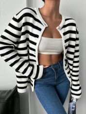 Акція на Кардиган жіночий SHEIN GD-00084215 One Size Чорний з білим від Rozetka