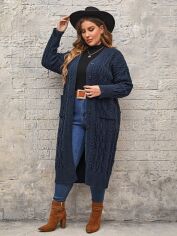 Акція на Кардиган в'язаний жіночий SHEIN GD-00085928 1XL Темно-синій від Rozetka