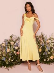 Акція на Сукня вечірня міді літня жіноча SHEIN GD-00081764 L Світло-жовта від Rozetka