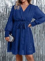 Акція на Сукня вечірня коротка літня жіноча SHEIN GD-00086897 1XL Синя від Rozetka
