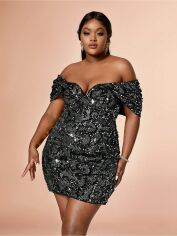 Акція на Сукня вечірня коротка літня жіноча SHEIN GD-00087548 3XL Чорна від Rozetka