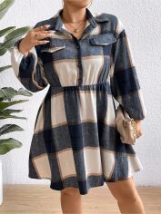 Акція на Сукня-сорочка коротка осіння жіноча SHEIN GD-00087566 1XL Різнокольорова від Rozetka