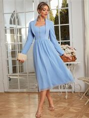 Акція на Сукня вечірня міді осіння жіноча SHEIN GD-00088222 L Блакитна від Rozetka