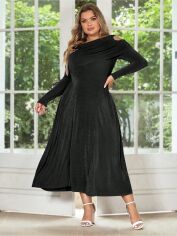 Акція на Сукня вечірня міді осіння жіноча SHEIN GD-00088801 0XL Чорна від Rozetka