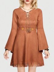 Акція на Сукня коротка осіння жіноча SHEIN GD-00081412 M Світло-коричнева від Rozetka