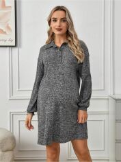 Акція на Сукня-сорочка для вагітних коротка осіння жіноча SHEIN GD-00090730 XS Темно-сіра від Rozetka