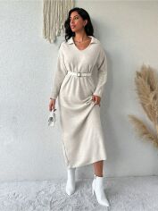 Акція на Сукня міді зимова жіноча SHEIN GD-00085506 One Size Світло-бежева від Rozetka