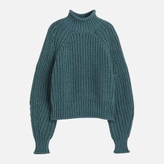 Акція на Светр в'язаний зимовий теплий жіночий H&M 060990911_bluegreen L Синьо-зелений від Rozetka