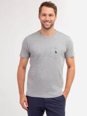 Акція на Футболка бавовняна довга чоловіча U.S. Polo Assn 737194234 2XL Сіра від Rozetka